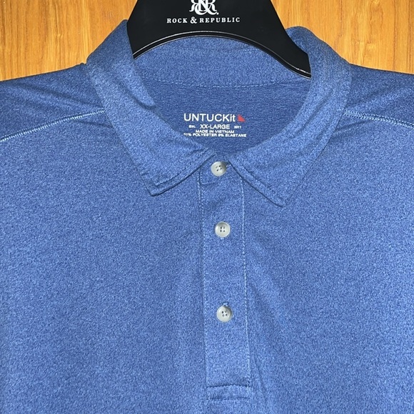 Untuckit Blue Polo Shirt Classic Casual Fit Size XXL - Picture 2 of 5